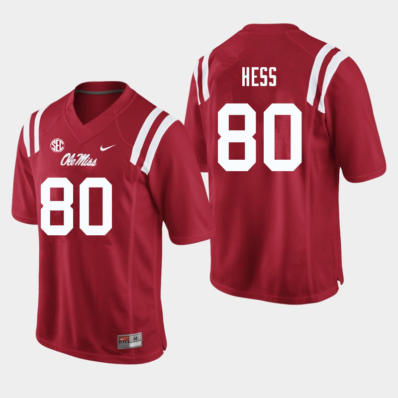 Men #80 Jonathan Hess Ole Miss Rebels College Football Jerseys Sale-Red